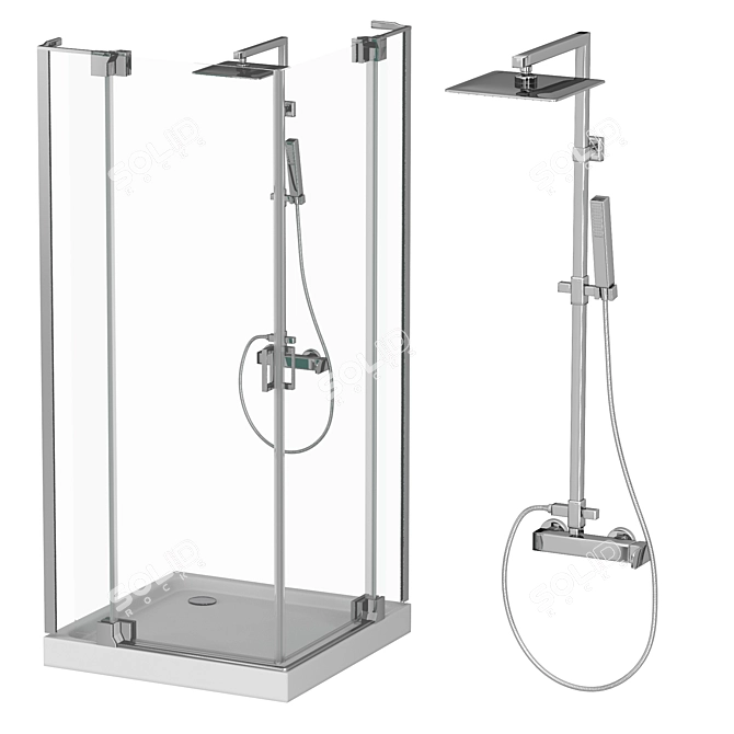 Cezares Shower Corner Set: Stylish and Versatile 3D model image 2