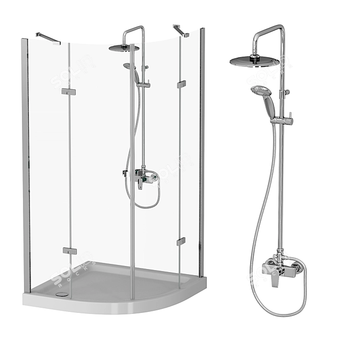 Cezares Shower Corner Set: Stylish and Versatile 3D model image 3