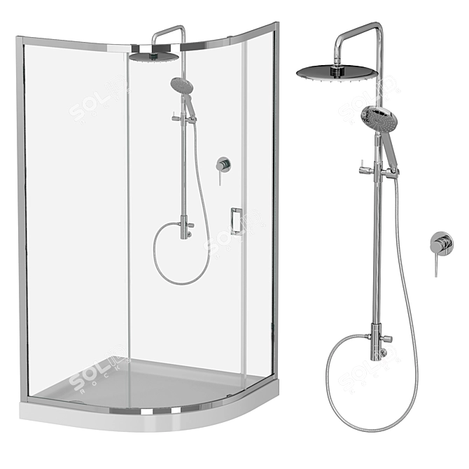 Cezares Shower Corner Set: Stylish and Versatile 3D model image 4