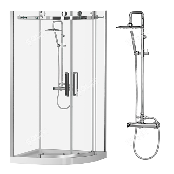 Cezares Shower Corner Set: Stylish and Versatile 3D model image 5