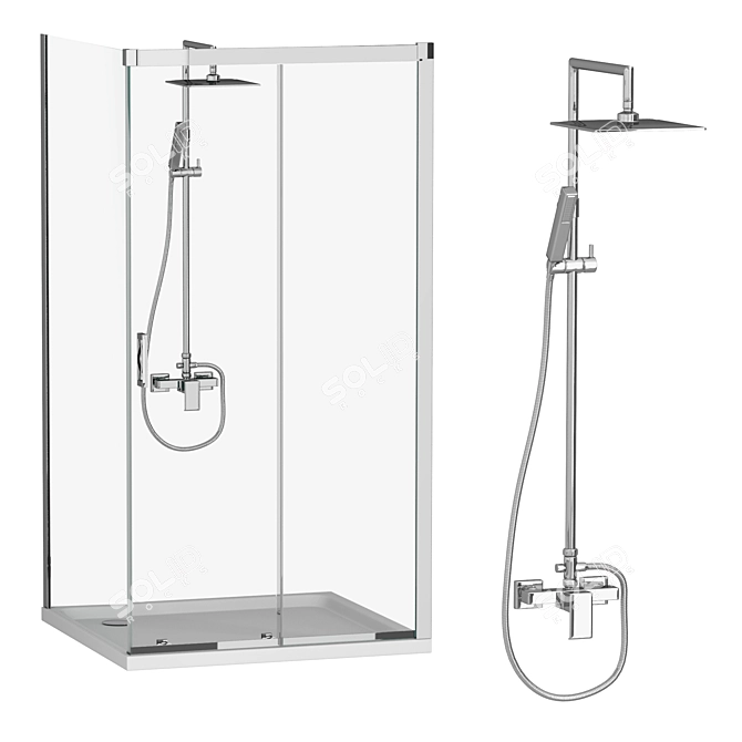 Cezares Shower Corner Set: Stylish and Versatile 3D model image 6