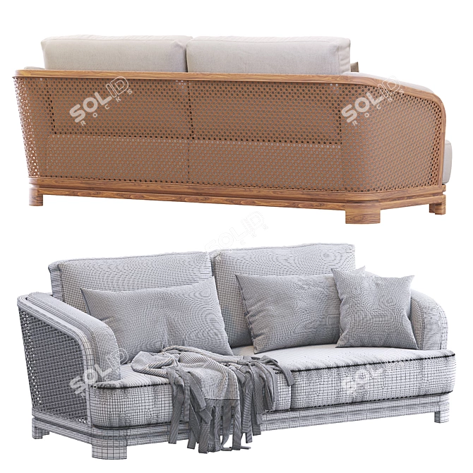 Sleek Borial Sofa 3D model image 4