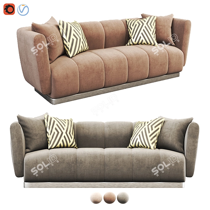 Herbie 3-Seat Sofa: Sleek, Stylish, and Comfortable 3D model image 1