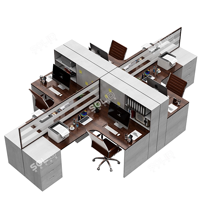 Modern Office Furniture Set 3D model image 2