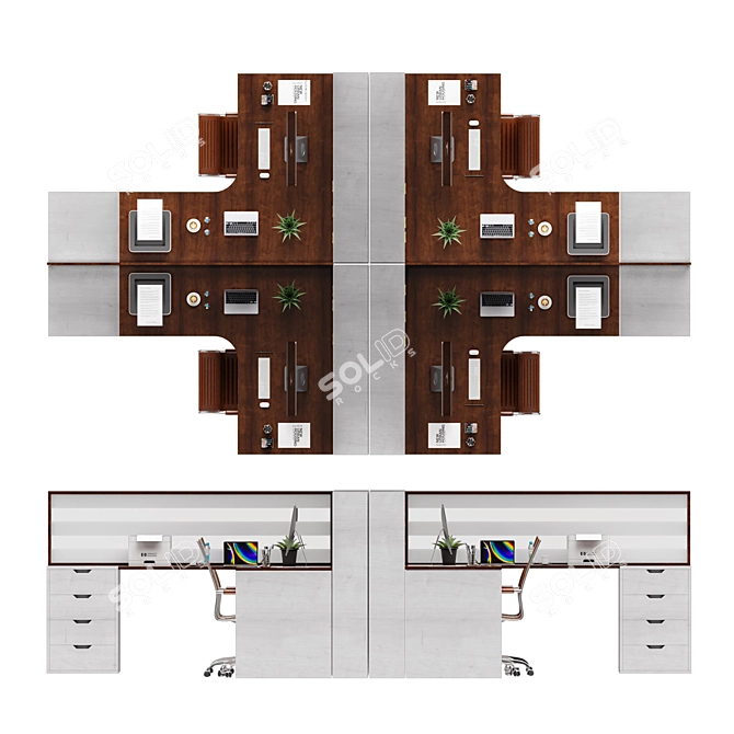 Modern Office Furniture Set 3D model image 3