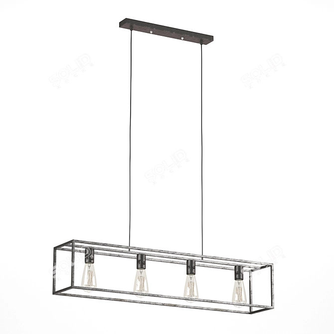 Industrial Silver Metal Ceiling Light 3D model image 1