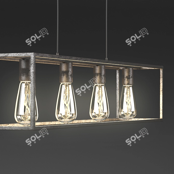 Industrial Silver Metal Ceiling Light 3D model image 3