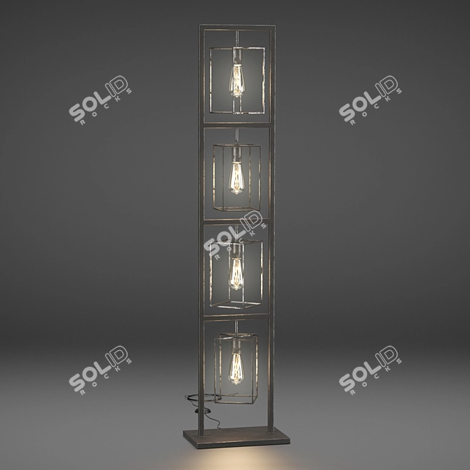 Industrial Vintage Floor Lamp 3D model image 2