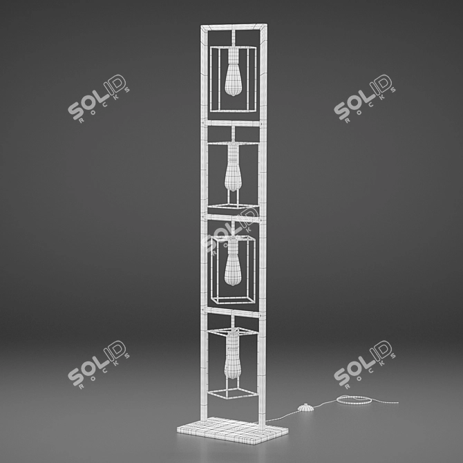 Industrial Vintage Floor Lamp 3D model image 4