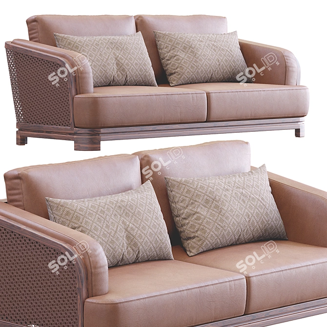 Borial Leather Sofa: Modern Elegance for Your Living Space 3D model image 2