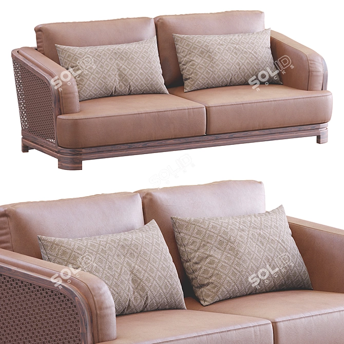 Borial Leather Sofa: Modern Elegance for Your Living Space 3D model image 3