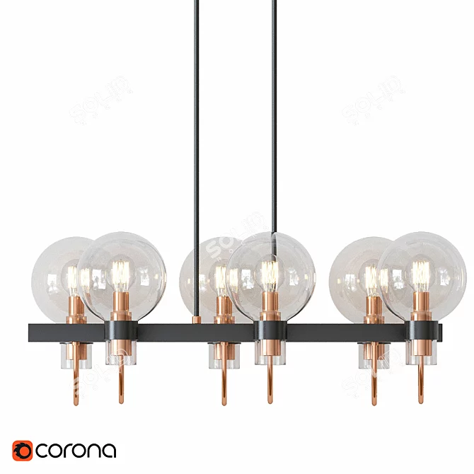 Sleek Bronze Bauhaus Chandelier 3D model image 1