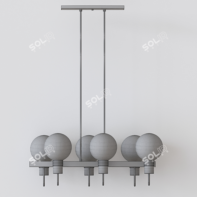 Sleek Bronze Bauhaus Chandelier 3D model image 5