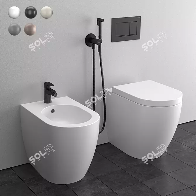 Cielo Smile Back to Wall WC/Bidet - Italian Design with Geberit and Hansgrohe 3D model image 1