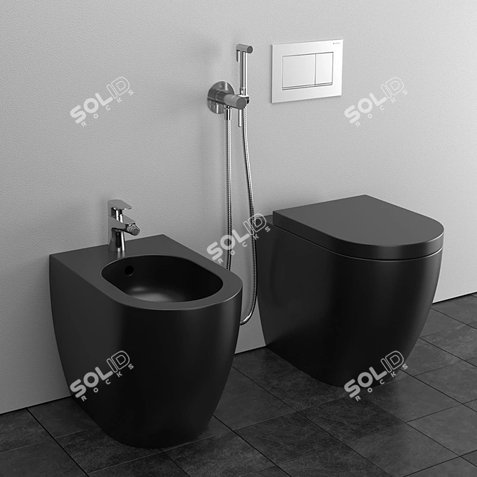 Cielo Smile Back to Wall WC/Bidet - Italian Design with Geberit and Hansgrohe 3D model image 2