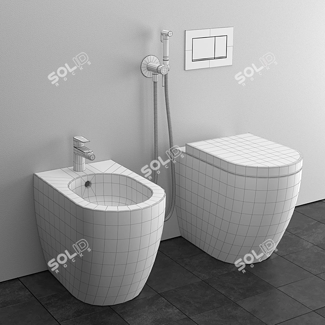 Cielo Smile Back to Wall WC/Bidet - Italian Design with Geberit and Hansgrohe 3D model image 3