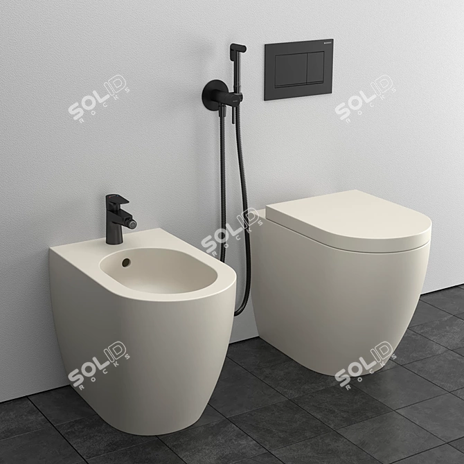 Cielo Smile Back to Wall WC/Bidet - Italian Design with Geberit and Hansgrohe 3D model image 4