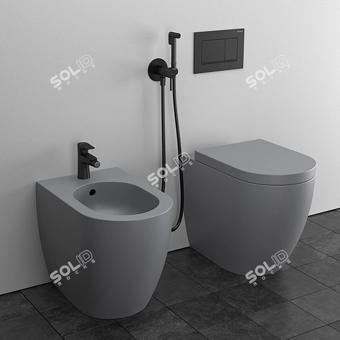 Cielo Smile Back to Wall WC/Bidet - Italian Design with Geberit and Hansgrohe 3D model image 5