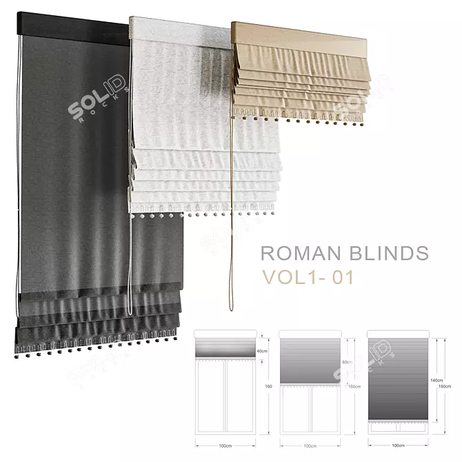 Elegant Roman Blinds - Vol.1 3D model image 1
