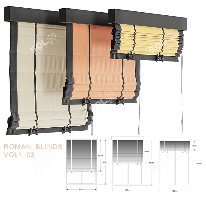 Elegant Roman Blinds - Vol. 1 3D model image 1