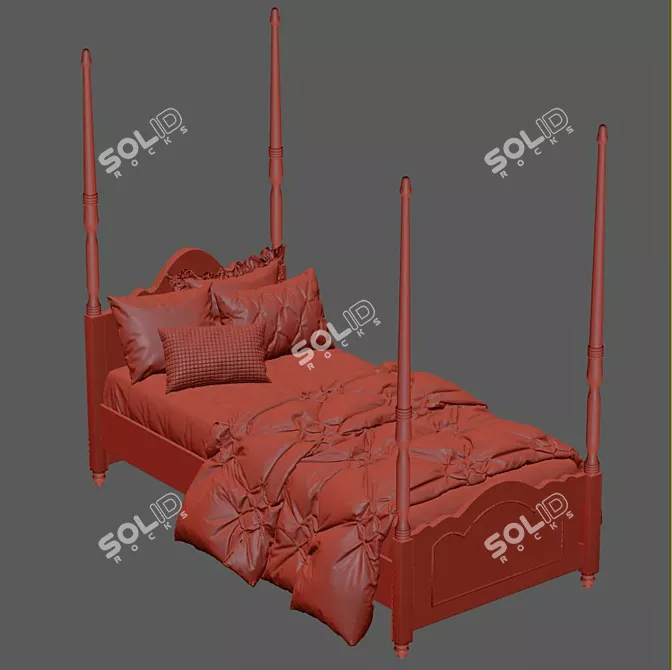 9-Column Children's Bed: Multiple Colors, 95x200cm 3D model image 7