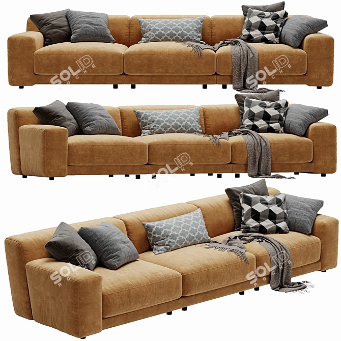 Modern Blanche Tutto 3-Seater Sofa 3D model image 1