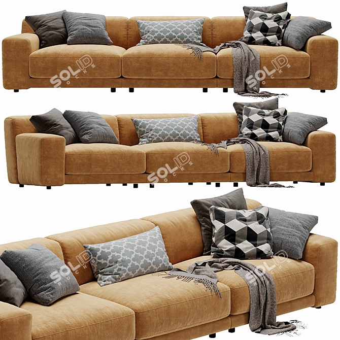 Modern Blanche Tutto 3-Seater Sofa 3D model image 2