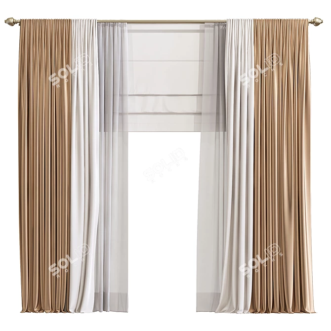 Elegant Curtain 908 3D model image 1