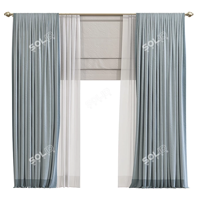 Elegant Fabric Drapes 3D model image 1