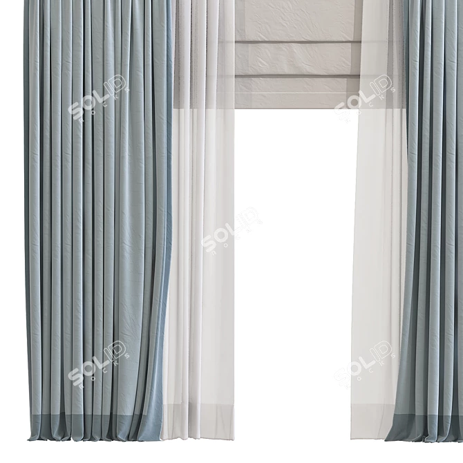 Elegant Fabric Drapes 3D model image 2