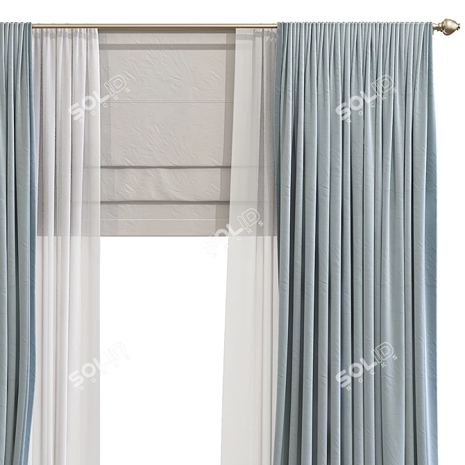 Elegant Fabric Drapes 3D model image 3