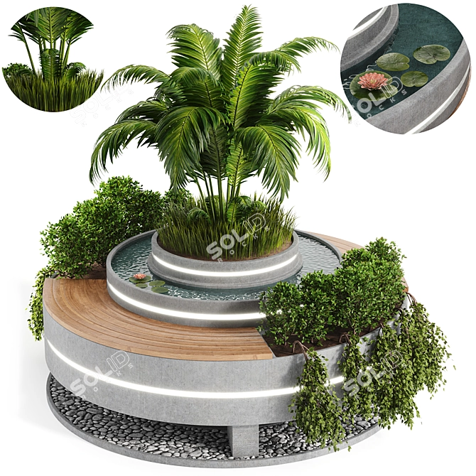 Urban Oasis Bench: Innovative Plant-Set Design 3D model image 1