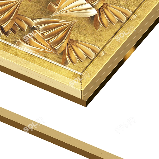 Gilded Gingko Cocktail Table: A Stunning Piece of Art 3D model image 2