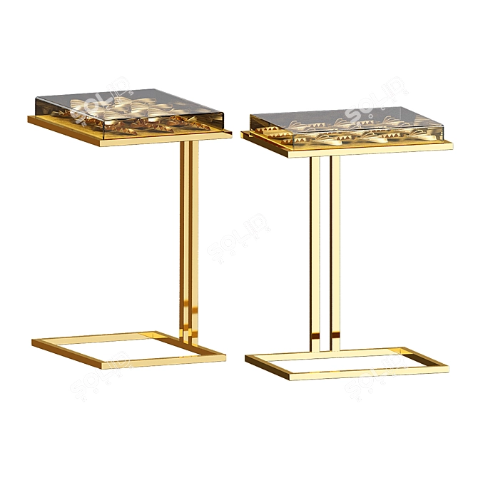 Gilded Gingko Cocktail Table: A Stunning Piece of Art 3D model image 4