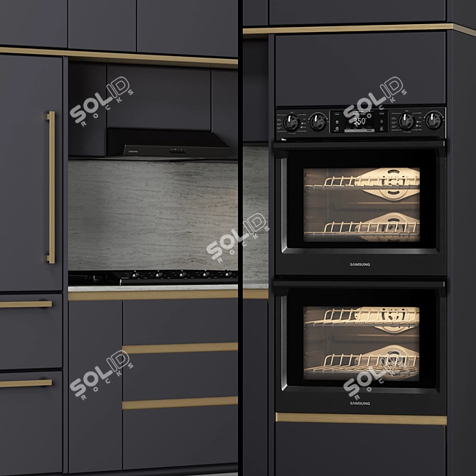 Versatile Kitchen Set: Samsung Appliances & Modern Cabinets 3D model image 5