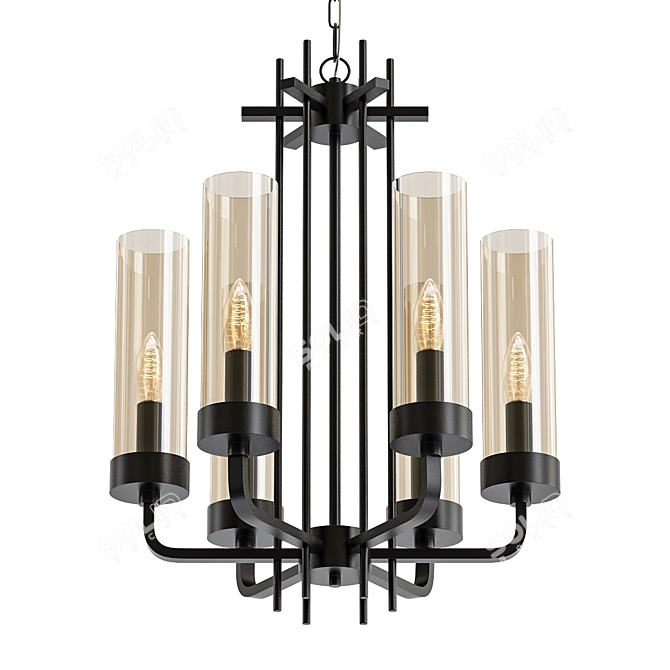 Elegant Black Pendant Chandelier 3D model image 1