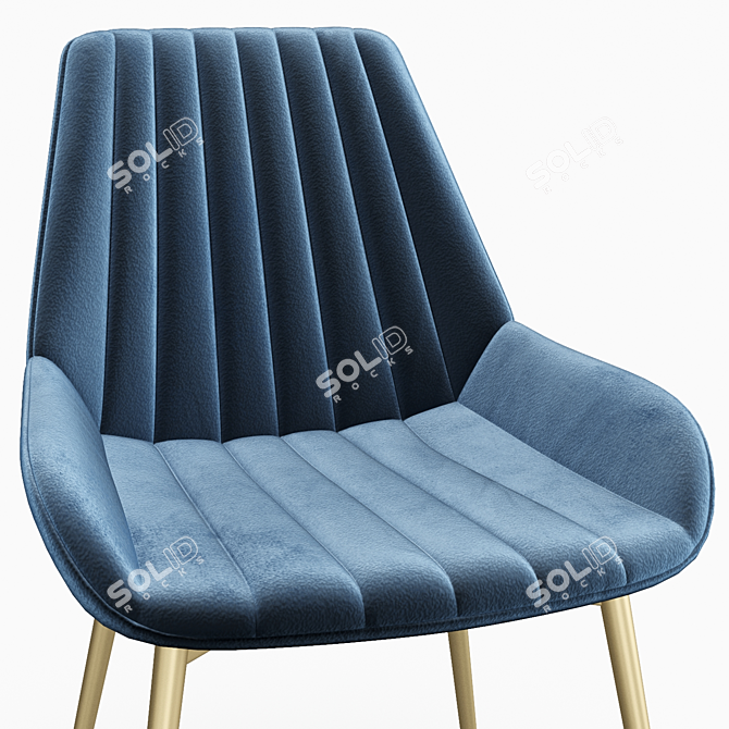 Plush Velvet Side Chair 3D model image 3