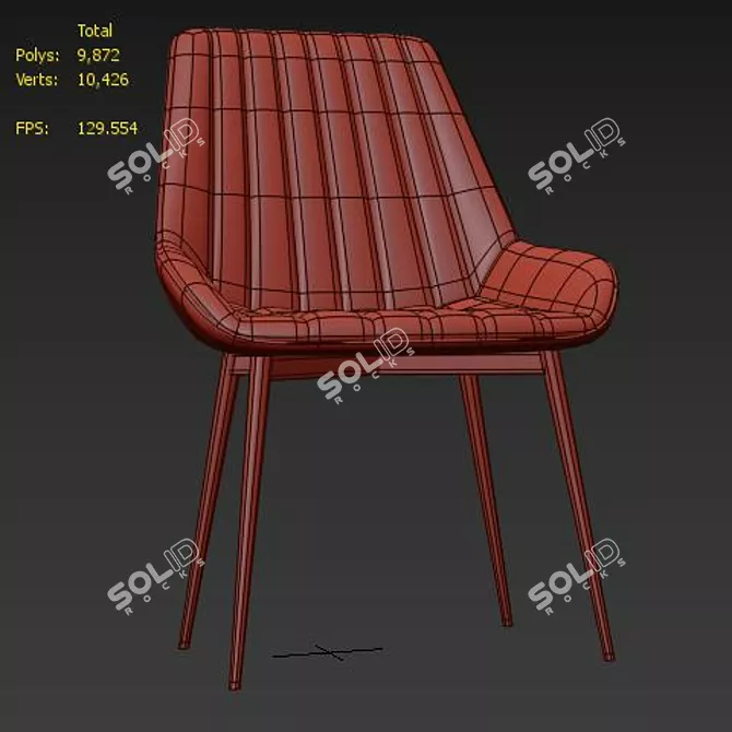 Plush Velvet Side Chair 3D model image 5