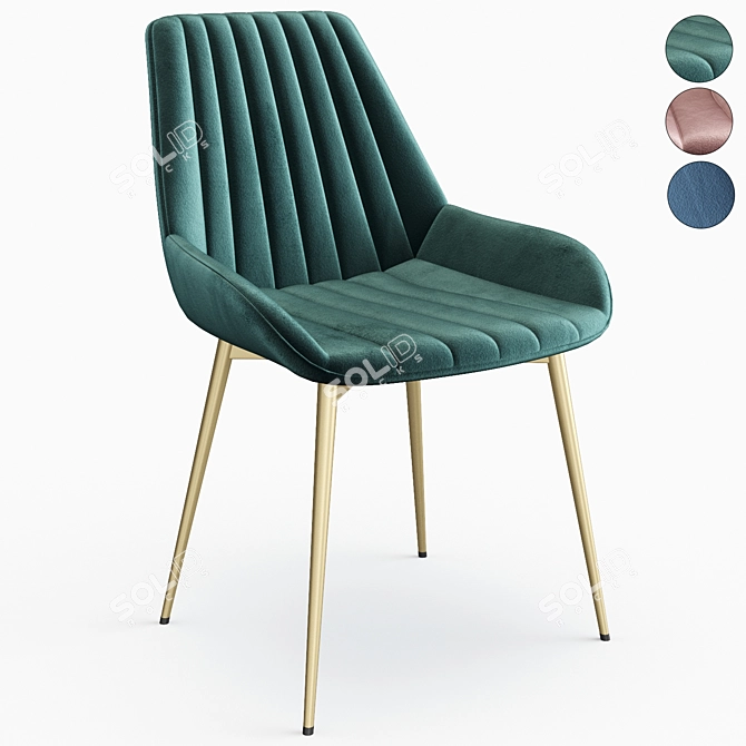 Plush Velvet Side Chair 3D model image 6