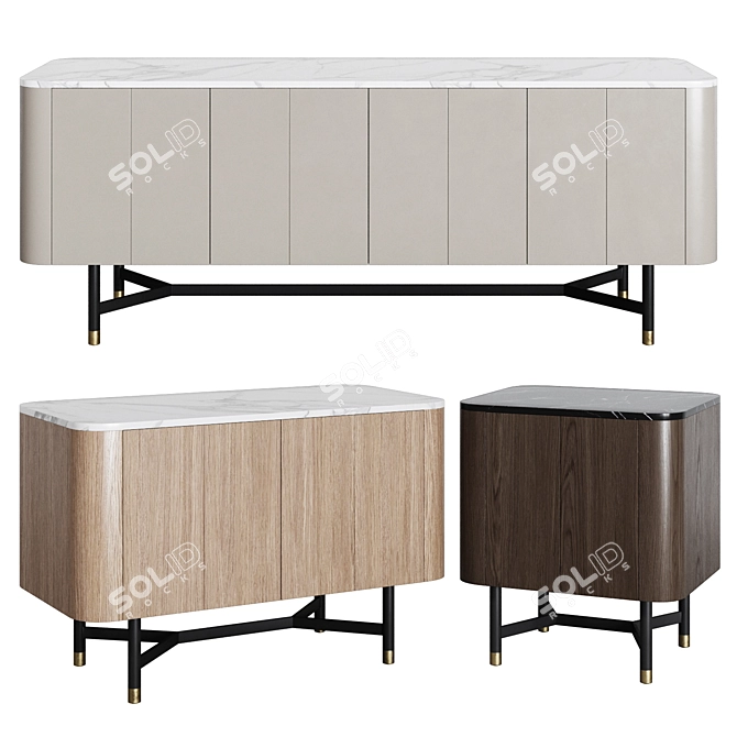 Contemporary Custom-made Drawers & Bedside Table 3D model image 1