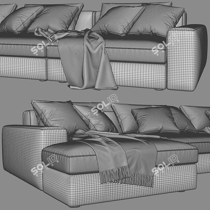 Poliform Dune Chaise Longue Sofa 2: Sleek & Stylish Seating 3D model image 5