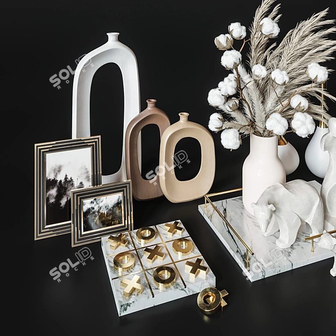 Modern Cotton Pampas Decoration Set 3D model image 2