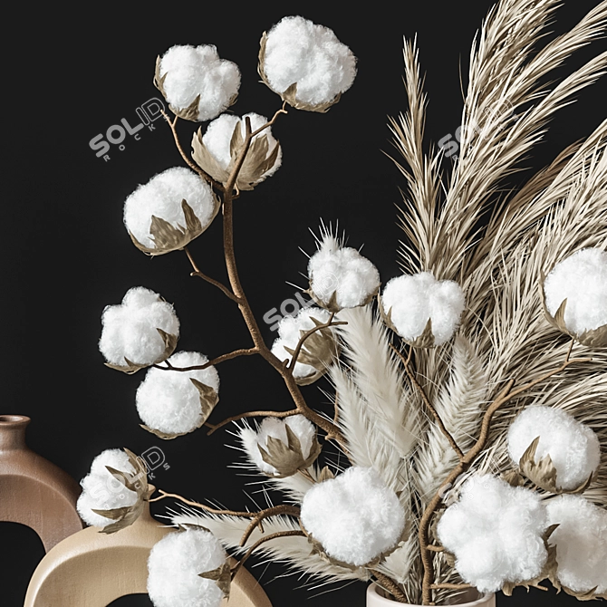 Modern Cotton Pampas Decoration Set 3D model image 4