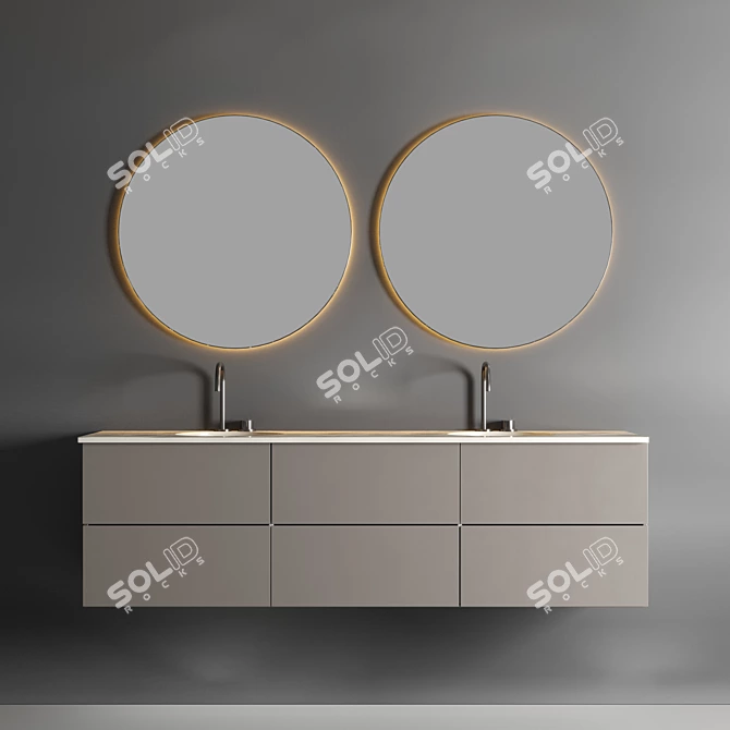 Modern Wooden Bathroom Set 3D model image 1