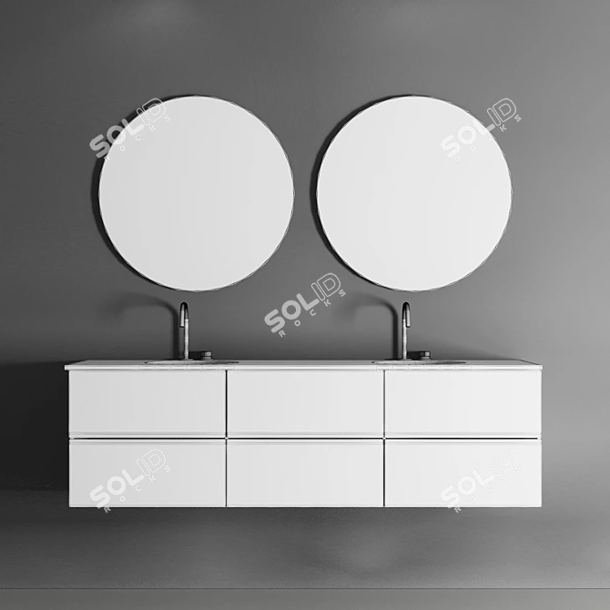 Modern Wooden Bathroom Set 3D model image 4