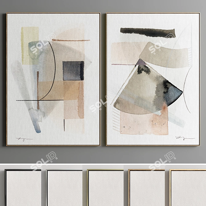 Minimal Abstract Photo Frame Set 3D model image 1