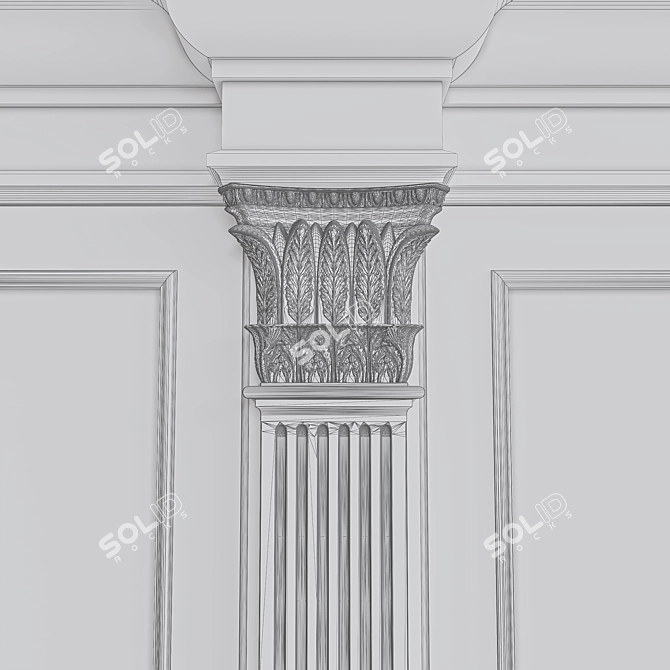 Decorative Stucco Wall Panel 3D model image 5