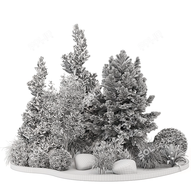 Outdoor Garden Bush and Tree Set 3D model image 7