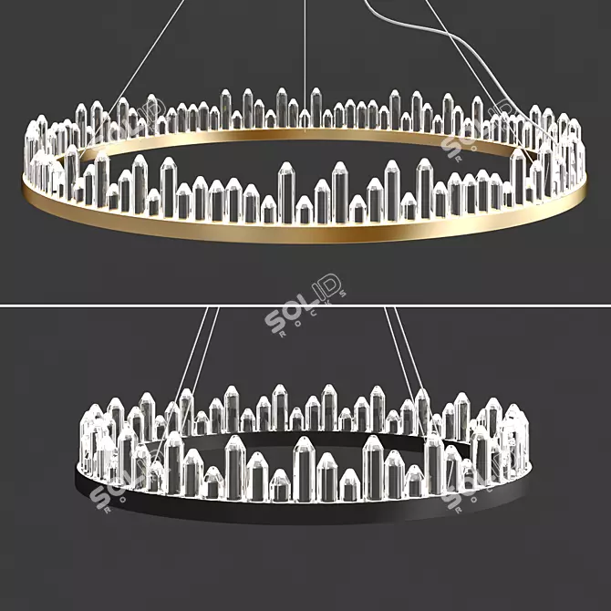 Elegant Glass Ring Chandelier 3D model image 1