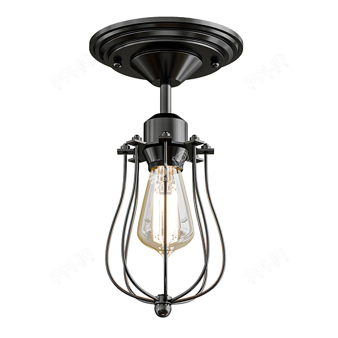 Minimalist Bulb Ceiling Light 3D model image 1